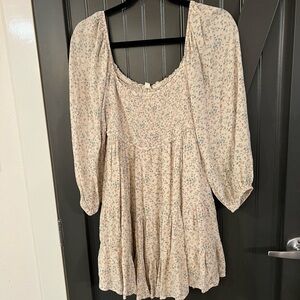 Hem & Thread cream & floral smocked mini dress